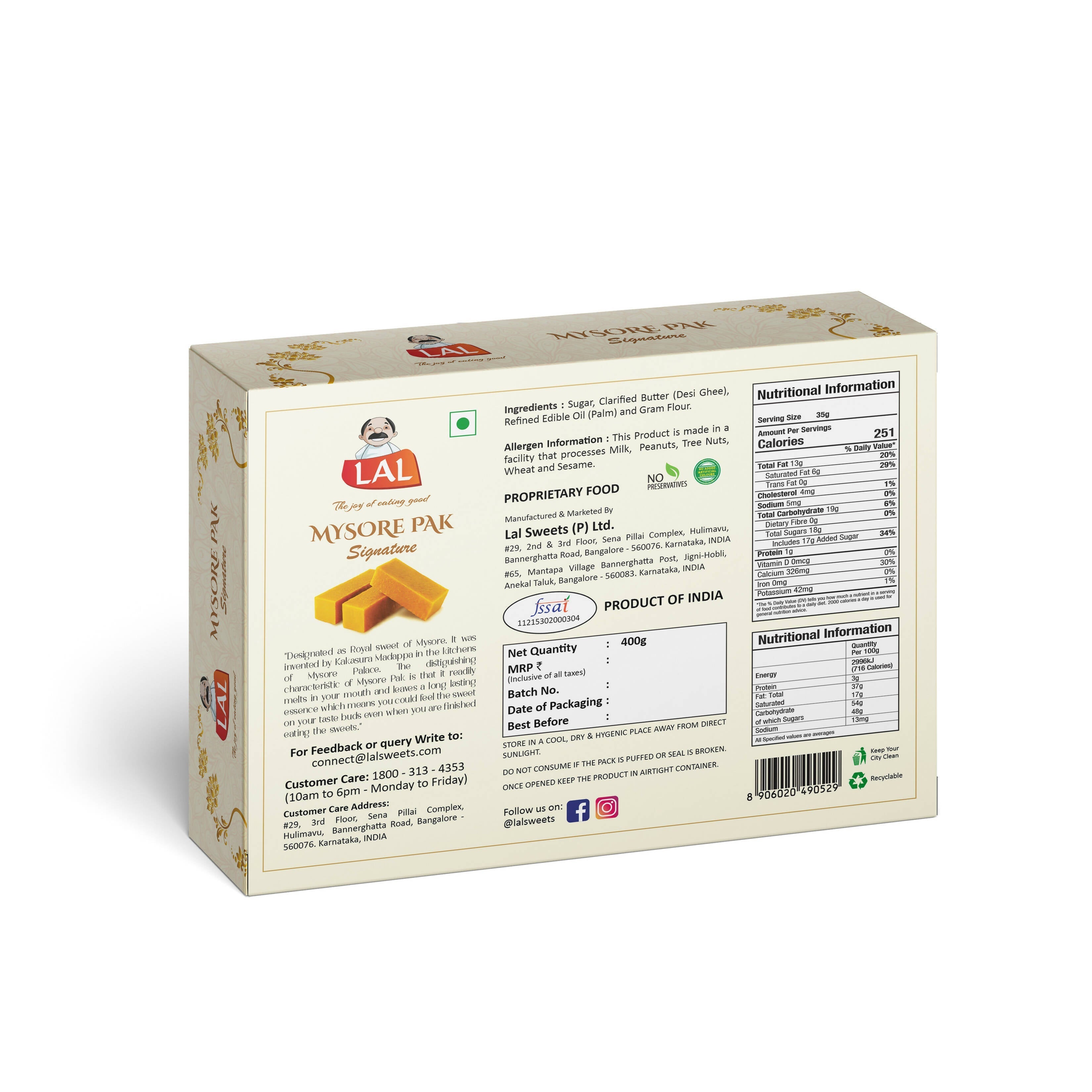 Lal Sweets Mysore Pak Signature Lal Sweets
