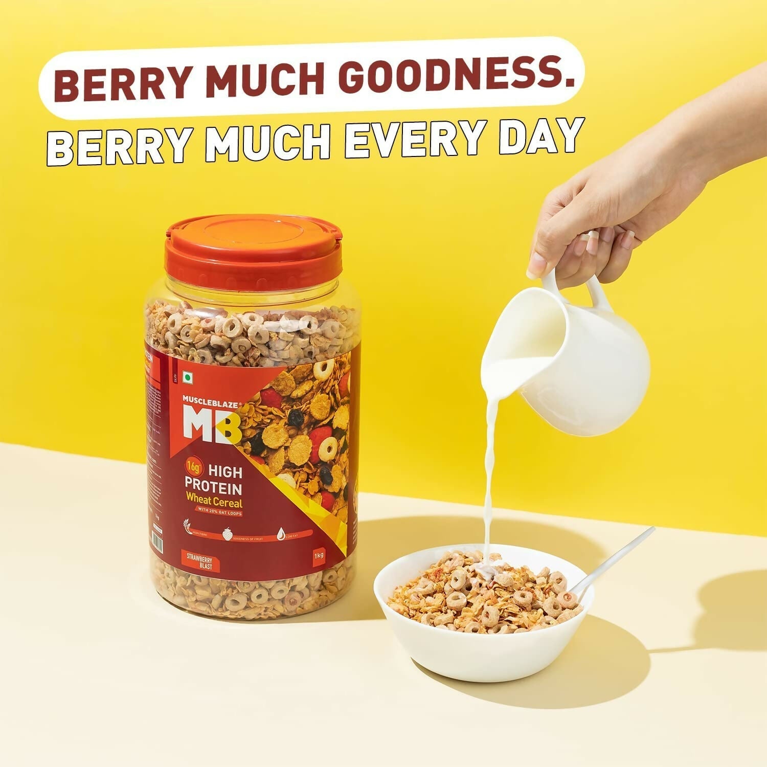 MuscleBlaze 16g High Protein Wheat Cereal - Strawberry Blast MuscleBlaze