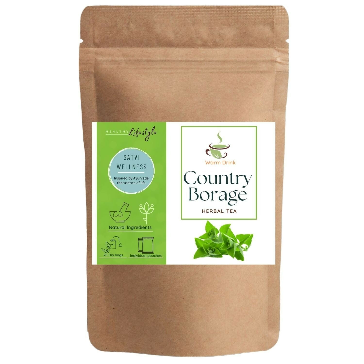 Satvi Wellness Karpooravalli Tea Bags | Natural Indian Borage| Panikoorkka dried | Onavalli | Patharchur Satvi Wellness