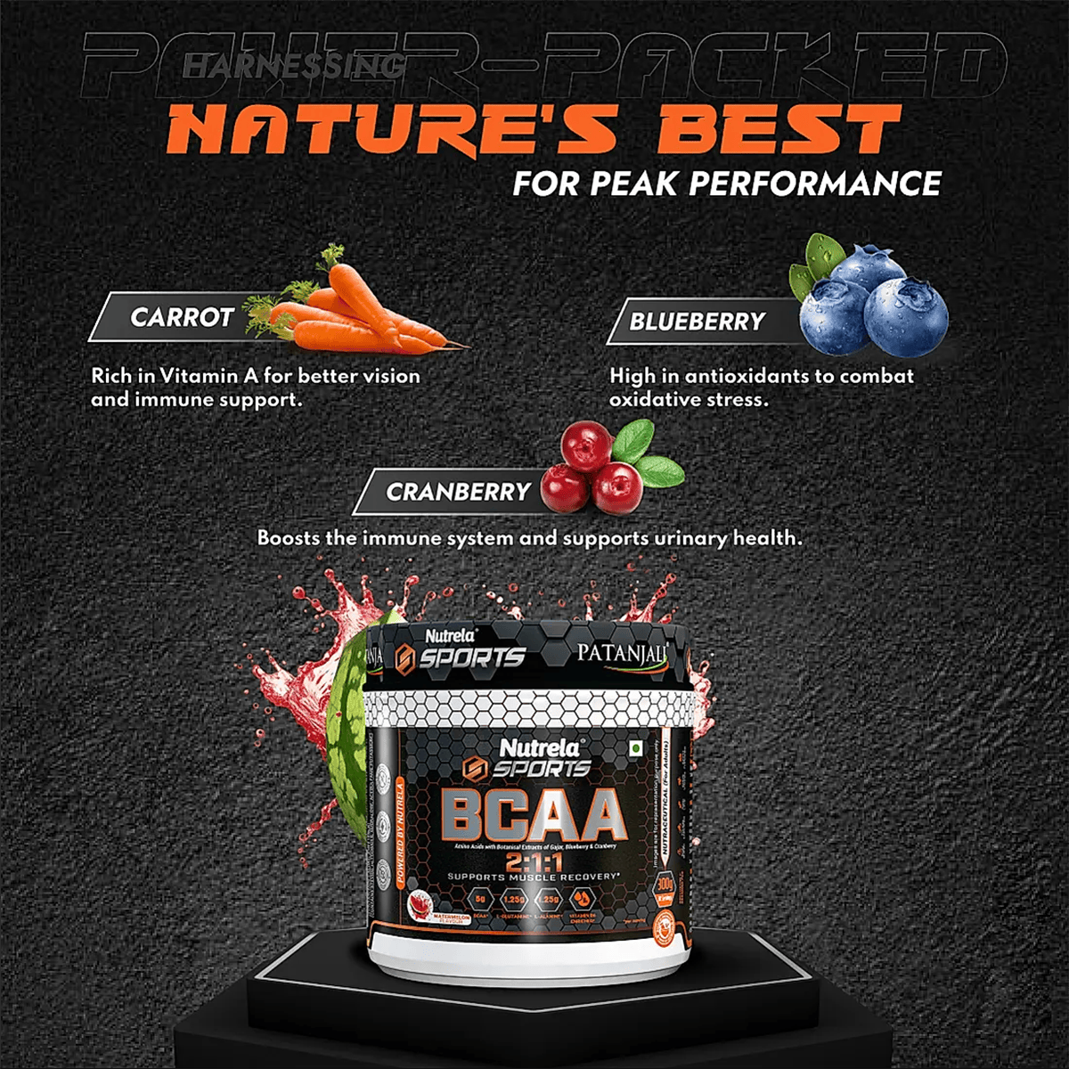 Patanjali Nutrela Sports BCAA Powder (Watermelon Flavour) Patanjali