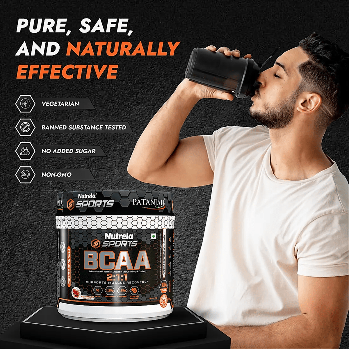 Patanjali Nutrela Sports BCAA Powder (Watermelon Flavour) Patanjali
