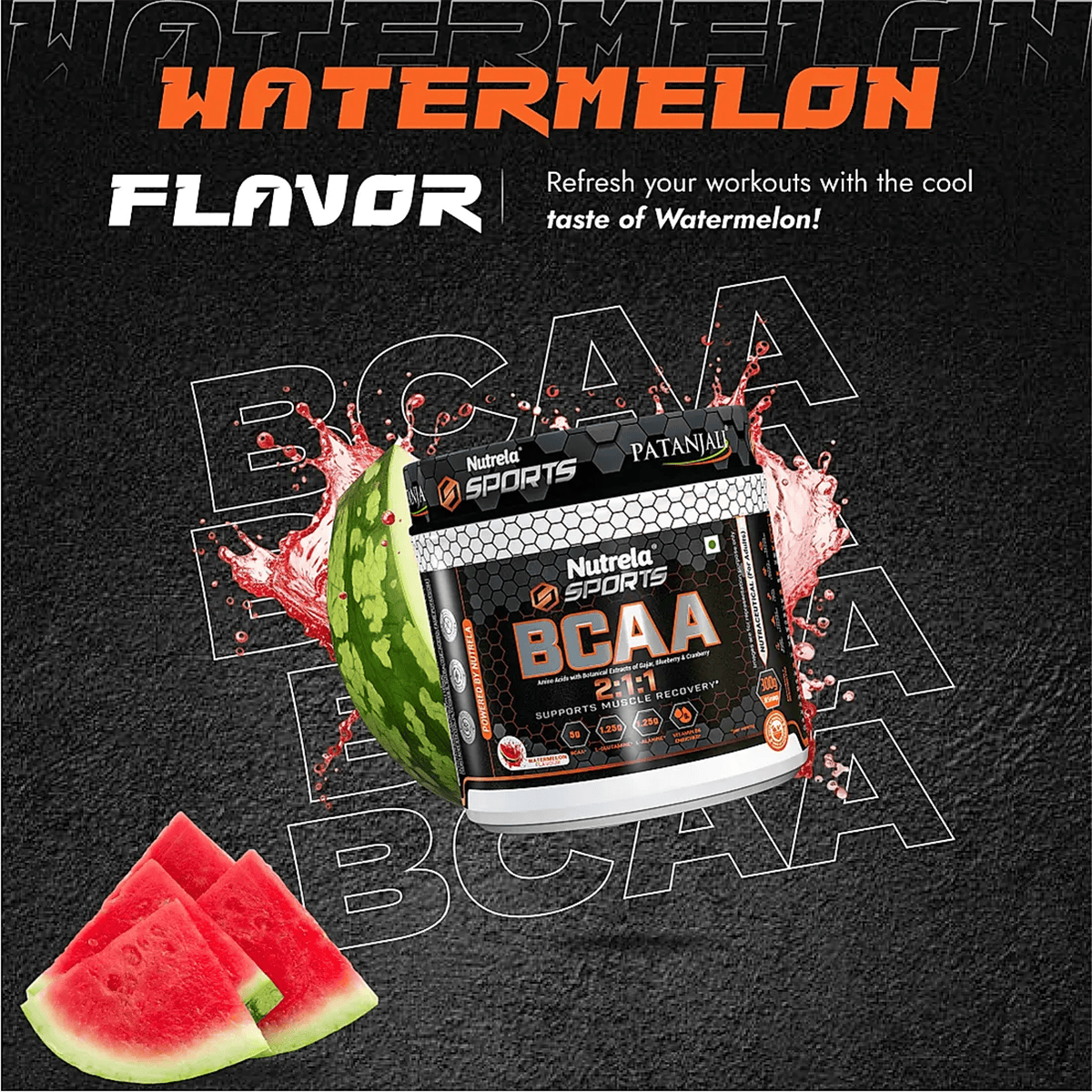 Patanjali Nutrela Sports BCAA Powder (Watermelon Flavour) Patanjali