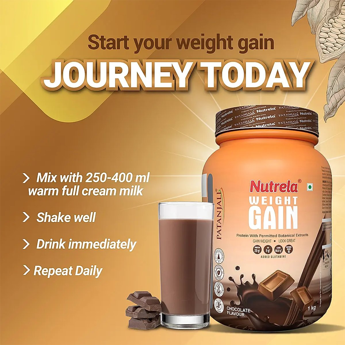 Patanjali Nutrela Weight Gain Chocolate Flavour Patanjali