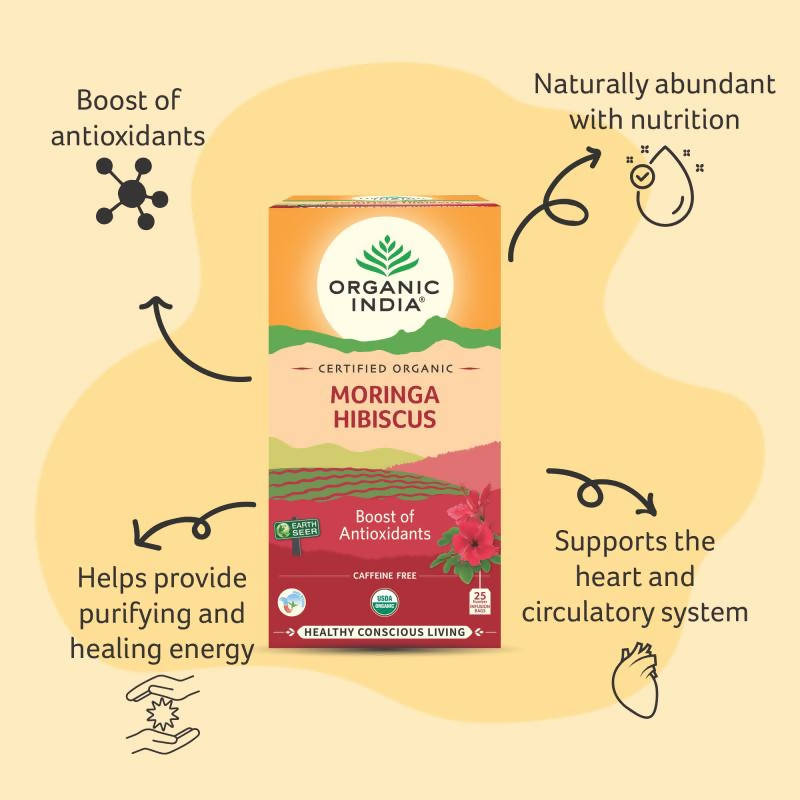 Organic India Moringa Hibiscus Tea Bags Organic India