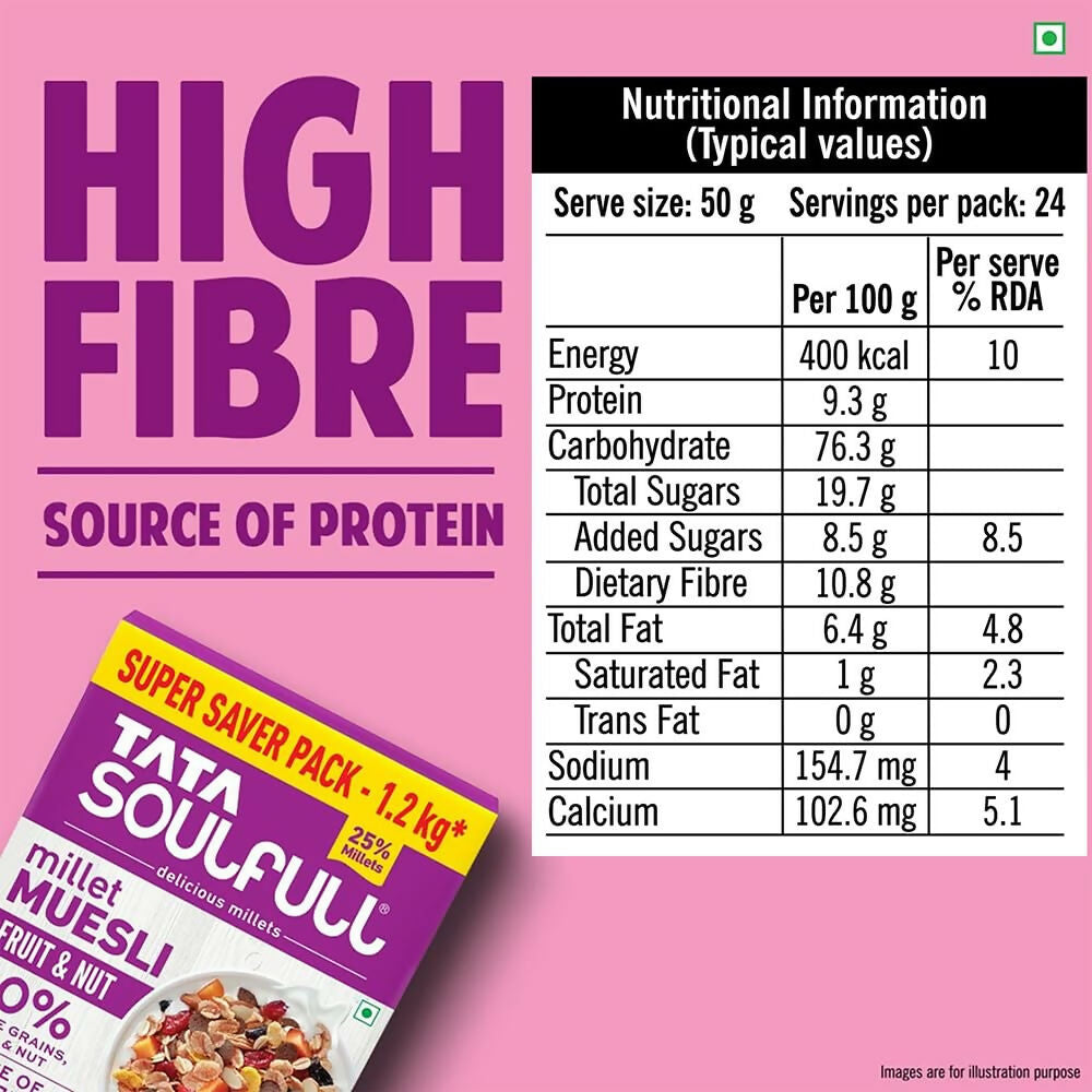Tata Soulfull Millet Muesli Breakfast Cereals (Fruit & Nut) Tata Soulfull