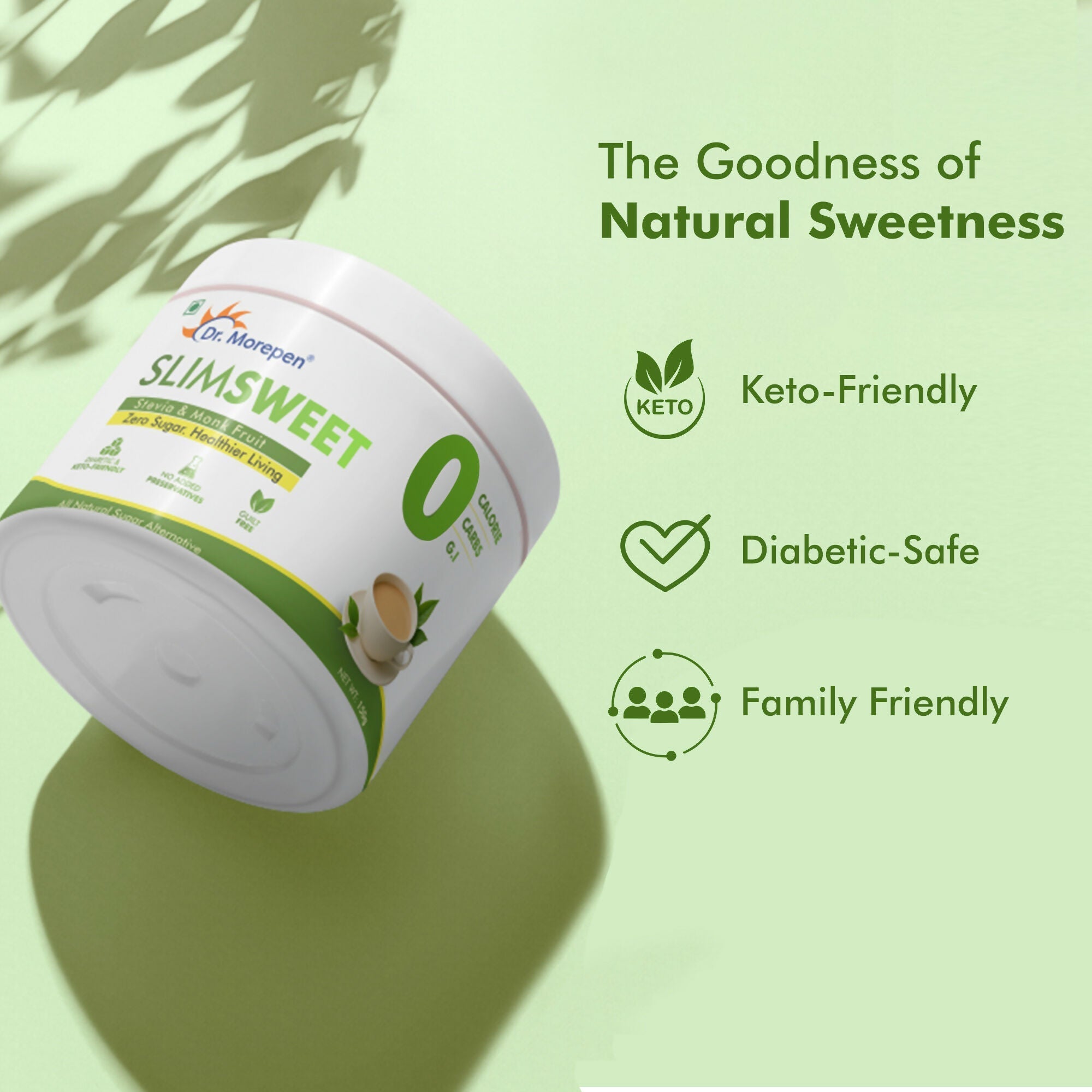 Dr. Morepen Slimsweet Natural Sugar Substitute with Stevia & Monk Fruit Dr. Morepen