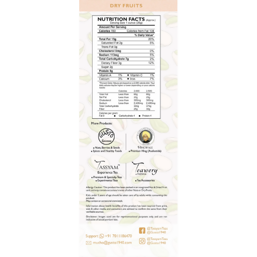 Tassyam Organics Premium Roasted Salted Pistachios Namkeen Pista - Box Tassyam Organics