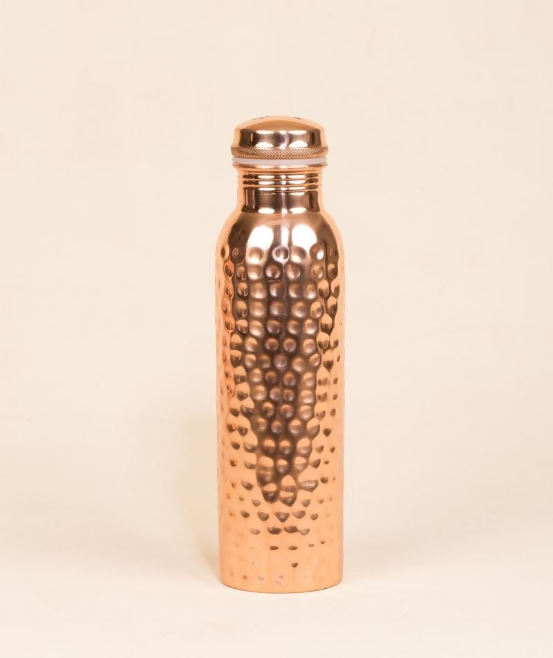 Isha Life Hammered Copper Water Bottle - 950 ml - Safuron Naturals