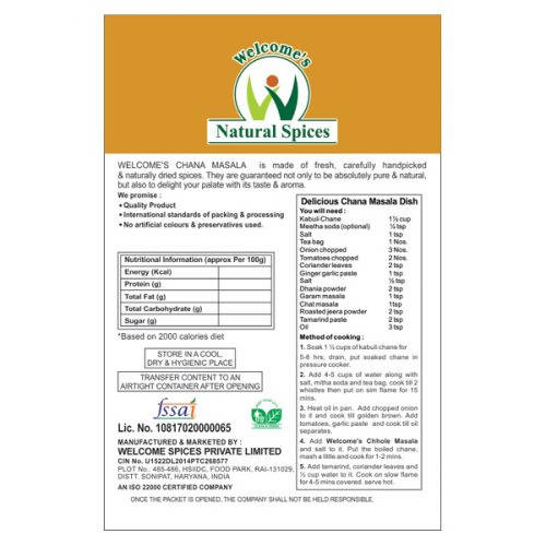Welcome’s Natural Spices Chana Masala Welcome’s Natural Spices