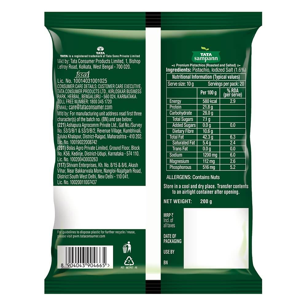 Tata Sampann Premium Pistachios Roasted & Salted Tata