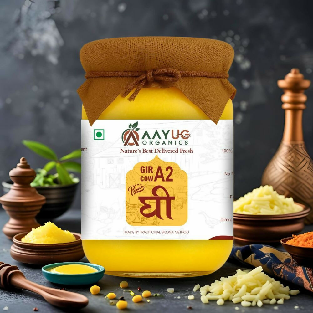 Aayug Organics A2 Gir Cow Ghee | Traditional Bilona Method A2 Cow Ghee | Grassfed, Pure and Healthy Gir Cow Ghee Aayug Organics