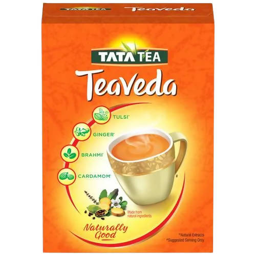 Tata Tea Teaveda Powder | Premium Assam Tea Leaves | Made With Goodness of Indian Herbals - Tulsi, Elaichi, Ginger & Brahmi Tata
