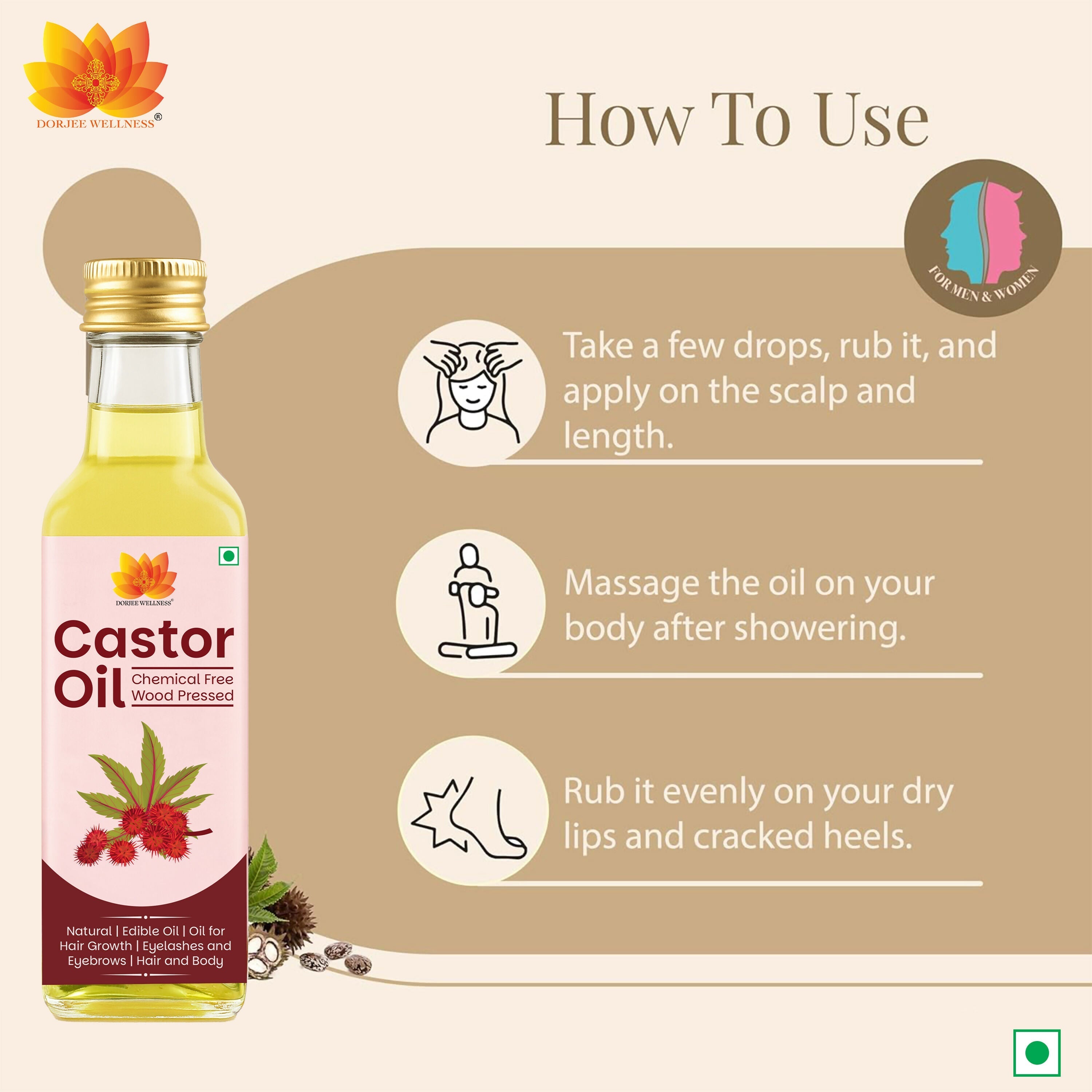 Dorjee Wellness Wood Pressed Castor Oil Dorjee Wellness