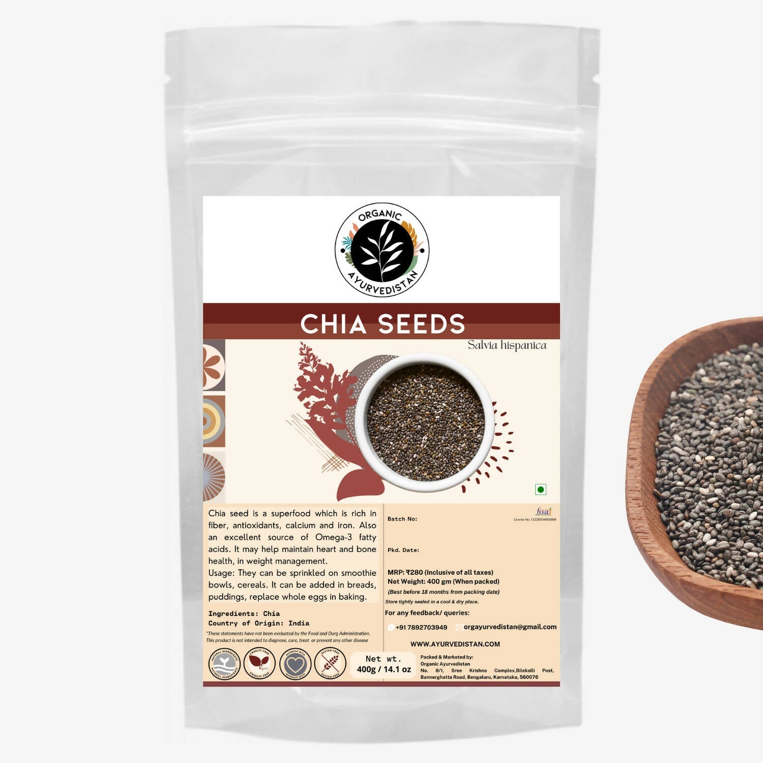 Organic Ayurvedistan Chia Seeds - Safuron
