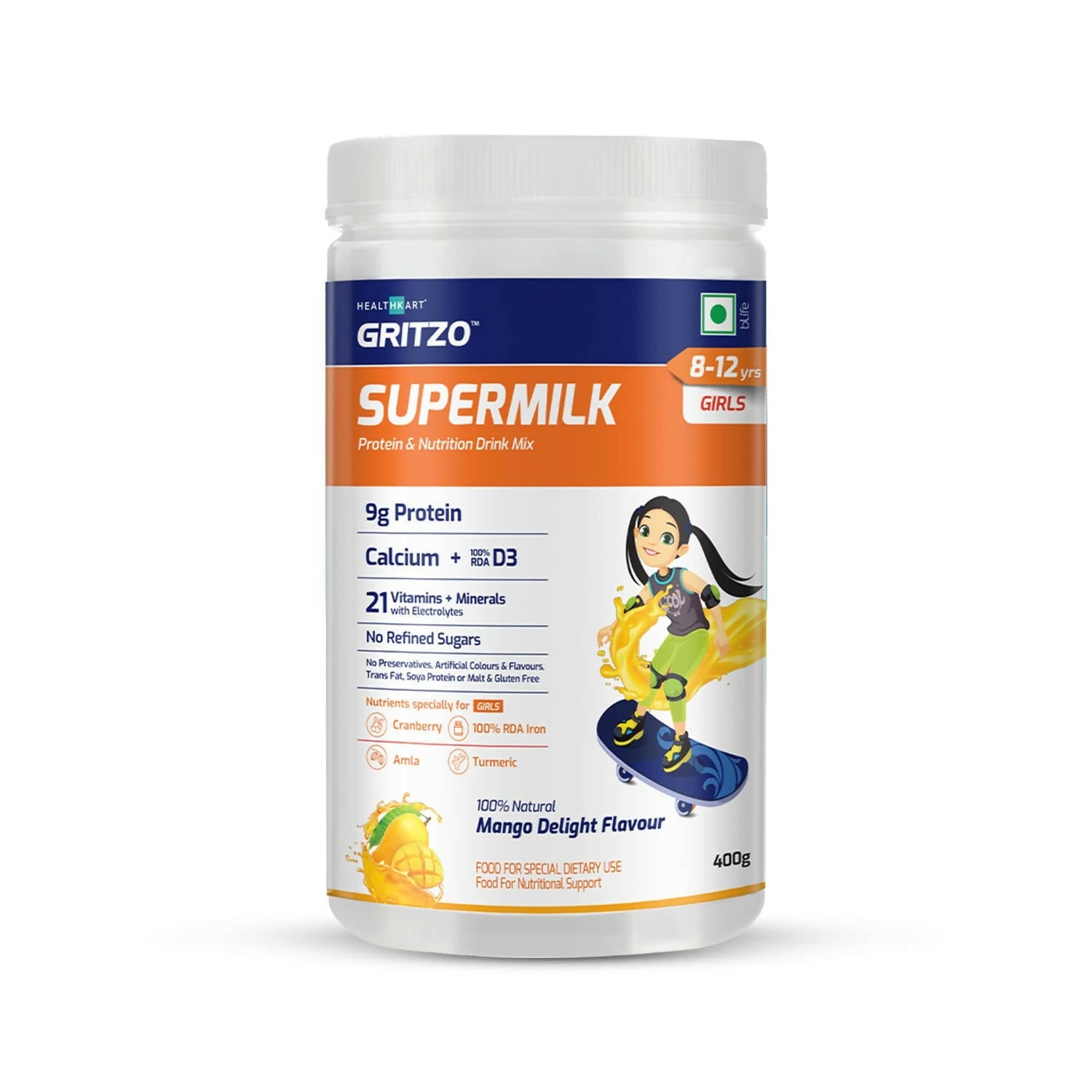 Gritzo SuperMilk 8-12y (Girls) Nutrition & Health Drink - Safuron