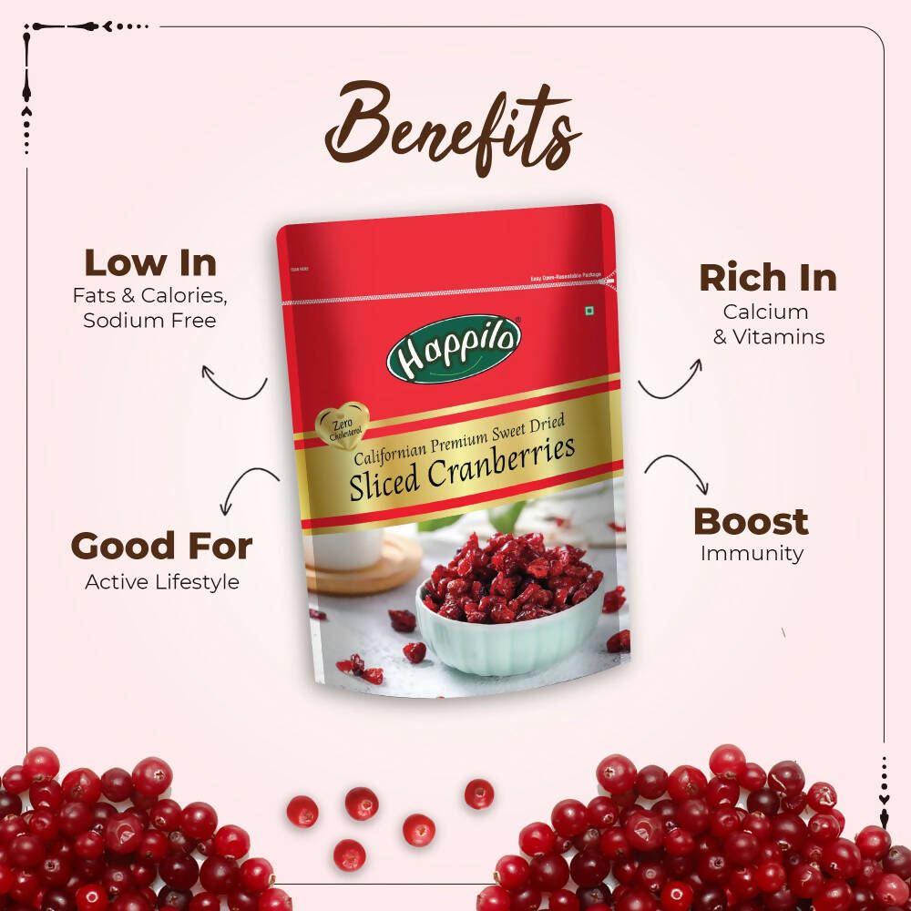 Happilo Premium Californian Sliced Dried Cranberries Happilo