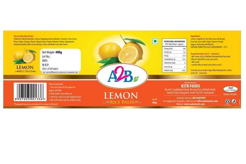 A2B - Adyar Ananda Bhavan Lemon Rice Paste Adyar Ananda Bhavan