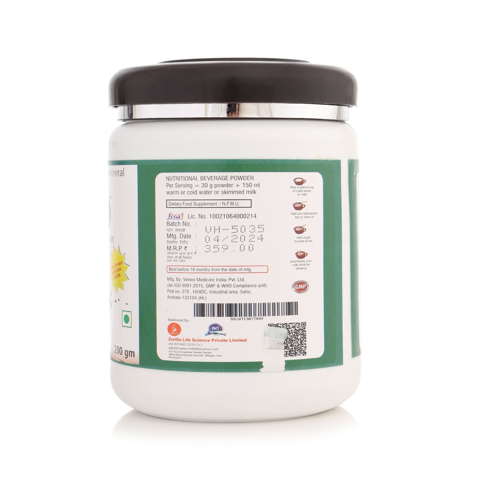 Zorilla Life Science Zoripro Protein Powder - Chocolate I Multivitamin I Multimineral I Anti-Oxidant for all ages I with Power of Herbs Zorilla Life Science