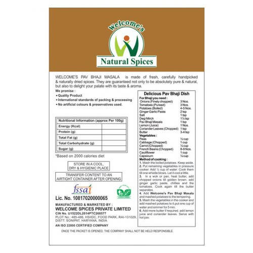 Welcome’s Natural Spices Pav Bhaji Masala Powder Welcome’s Natural Spices