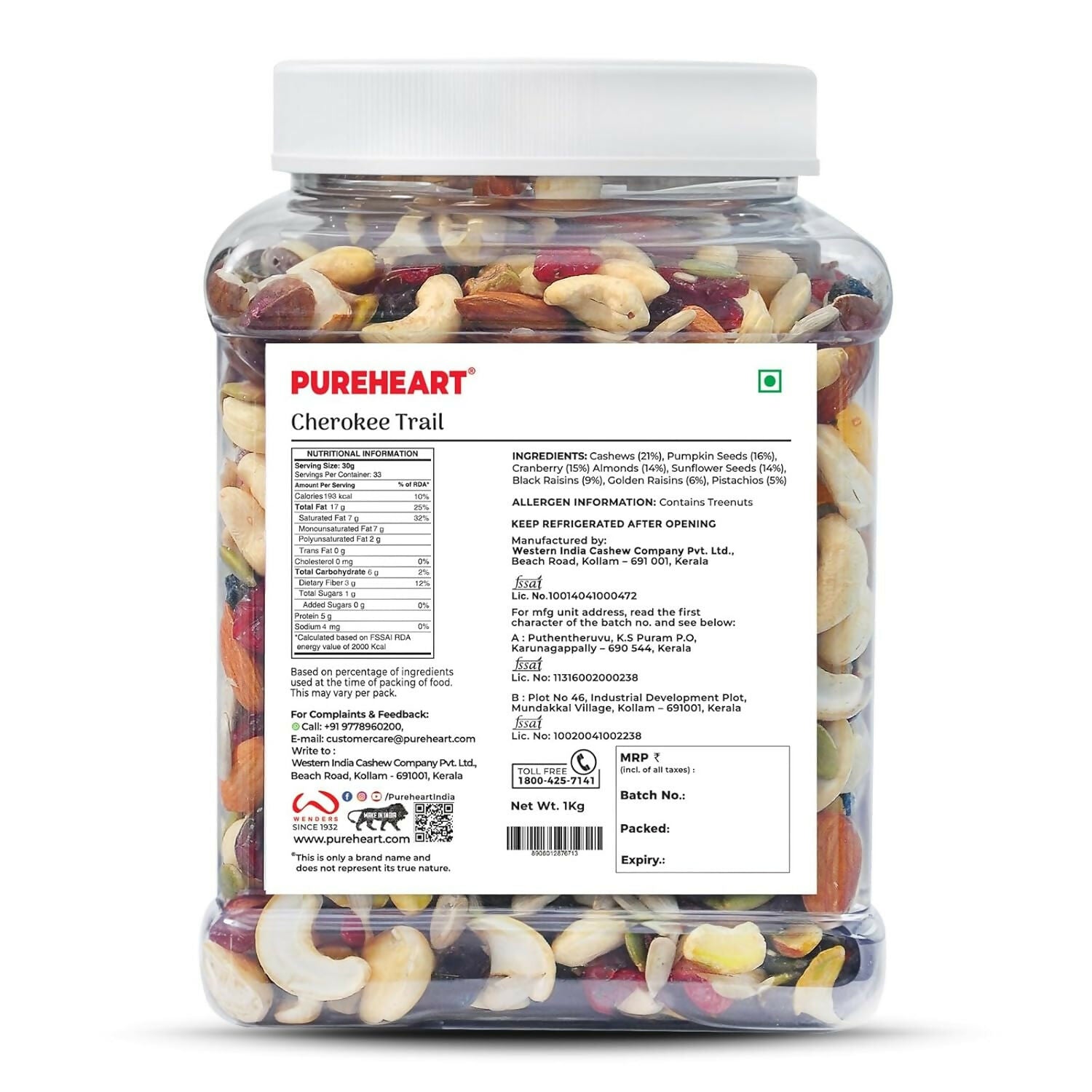 Pureheart Nutmix Cherokee Premium Trail Mix Pureheart