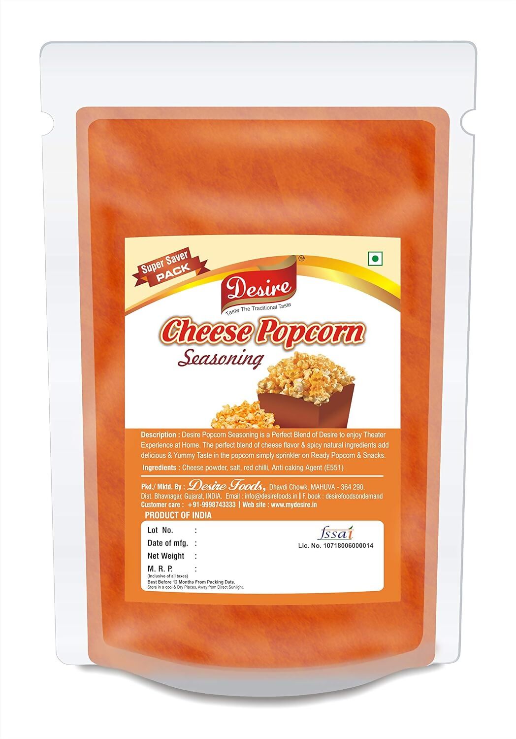 Desire Cheese Popcorn Seasoning Powder Desire