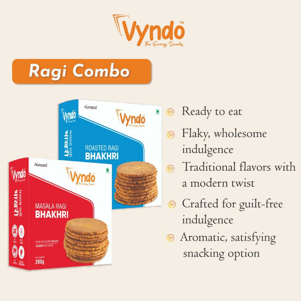 Vyndo Ragi Bhakhri Combo (Roasted Ragi Bhakhri + Masala Ragi Bhakhri) Vyndo